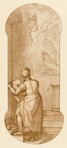 Taddeo dans la Chapelle Sixtine dessinant le Jugement Dernier de Michel-Ange - Federico Zuccaro